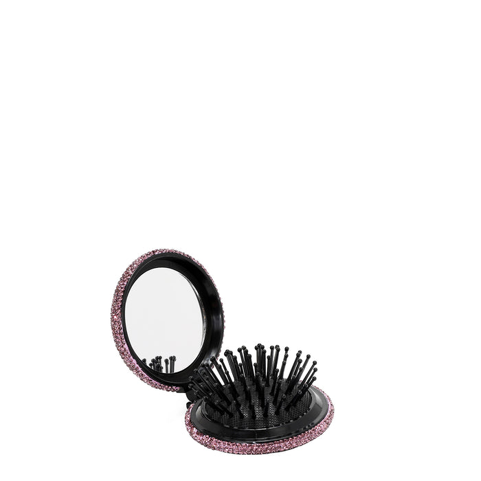 RHINESTONE COMPACT BRUSH MIRROR
