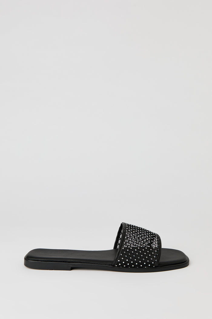 Rhinestone Mesh Band Sandal