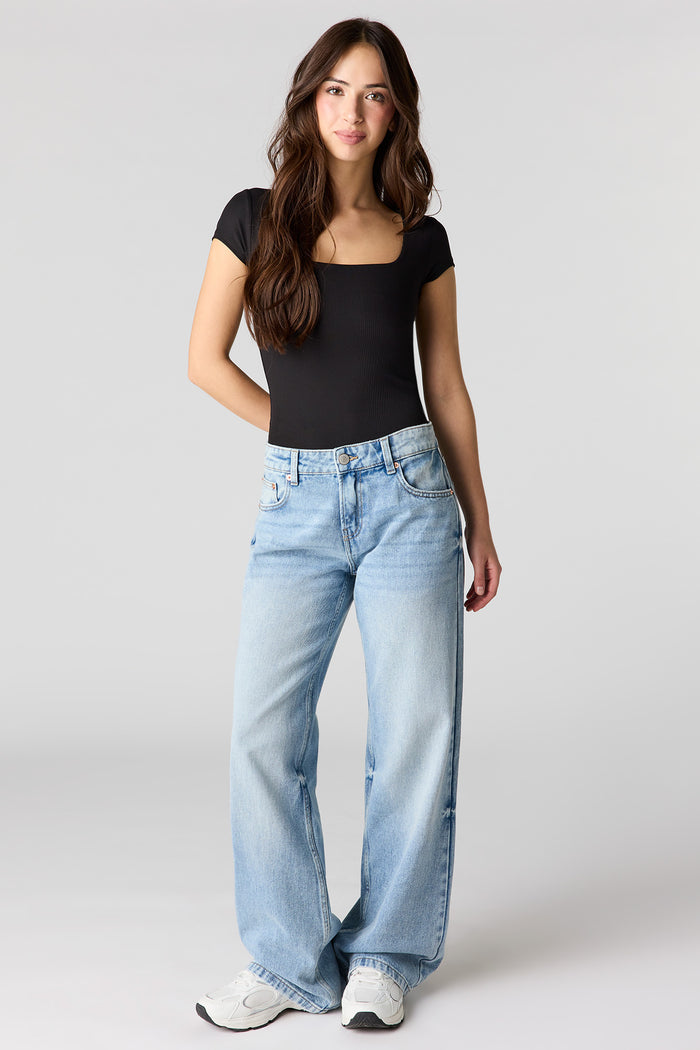 Ribbed Contour Square Neck Bodysuit