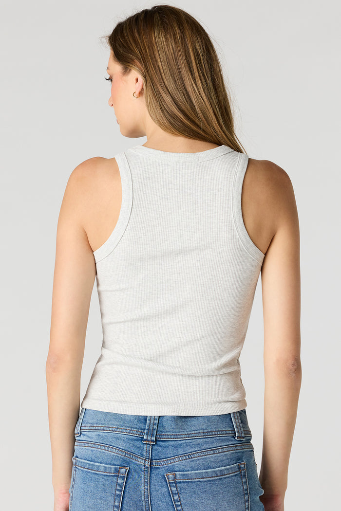 Ribbed High Neck Tank