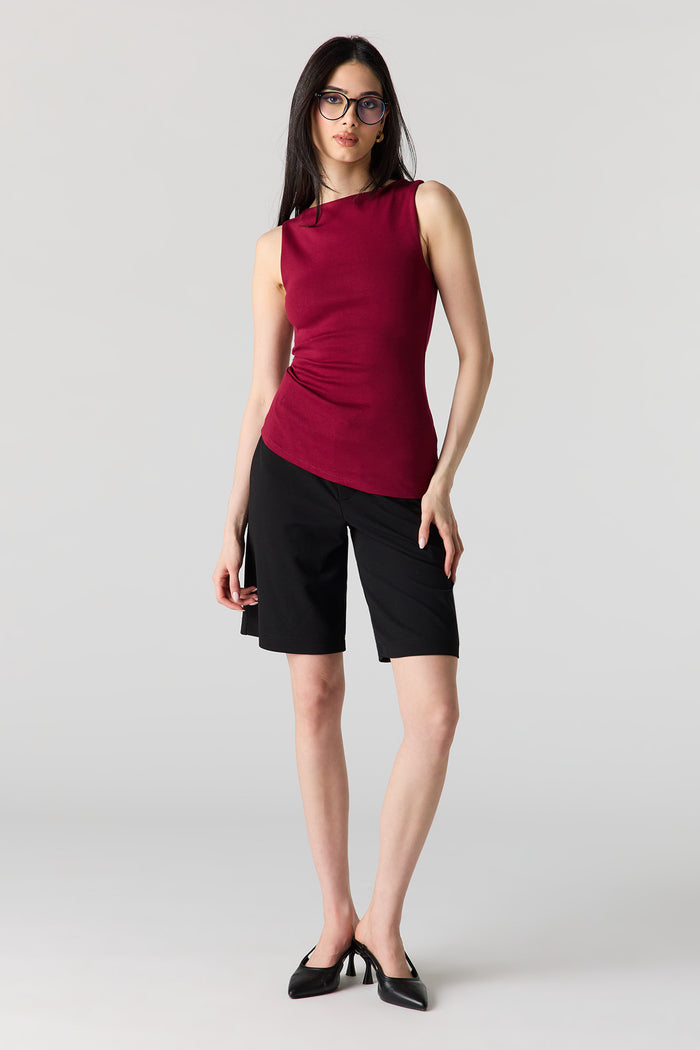Ribbed High Neck Top