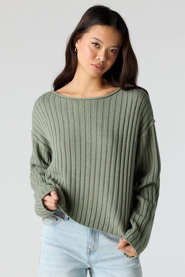 Ribbed Knit Boxy Sweater