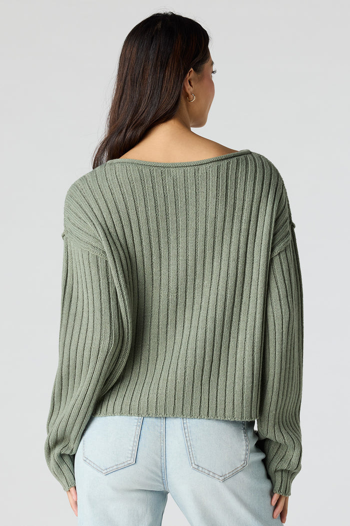 Ribbed Knit Boxy Sweater