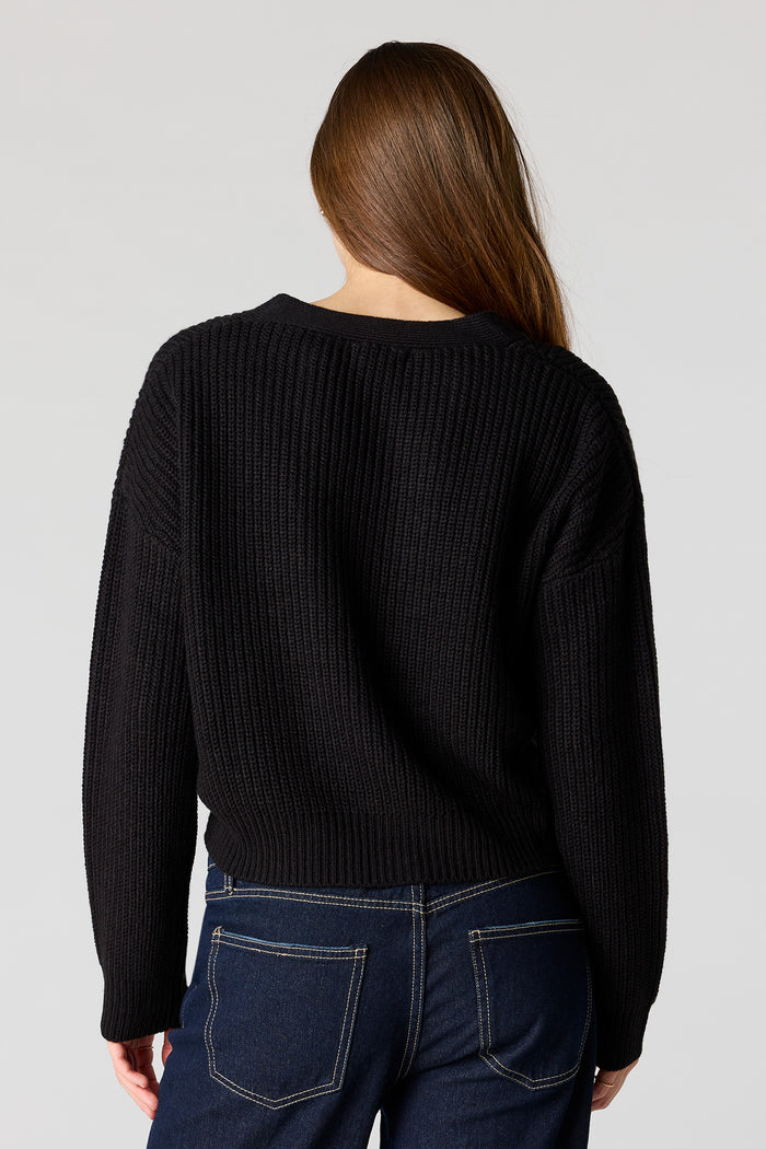 Ribbed Knit Button-Up Cardigan