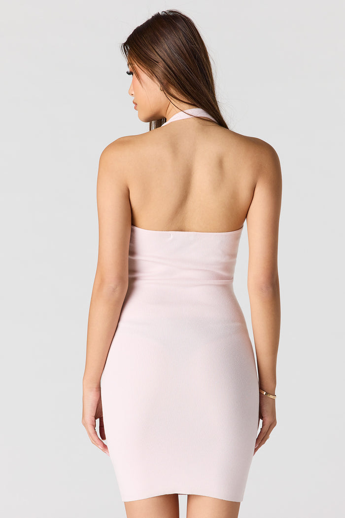 Ribbed Mini Halter Dress