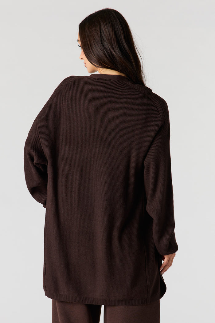 Ribbed Open Front Cardigan