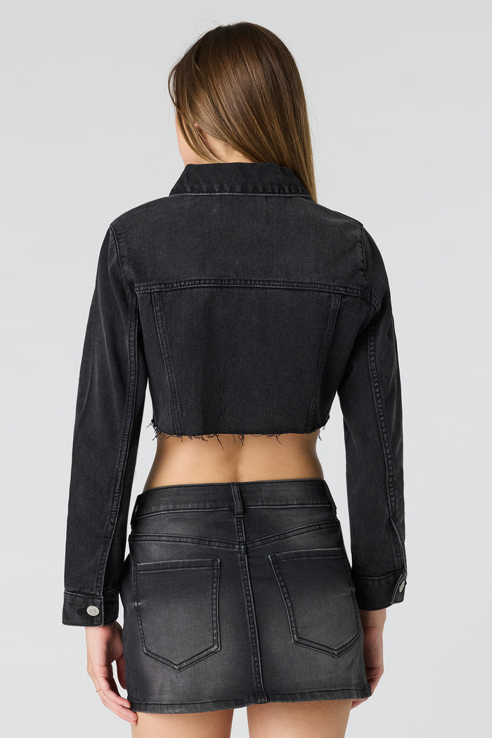 Ripped Cropped Denim Jacket
