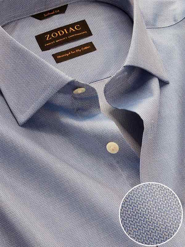 Roreto Blue Solid Full Sleeve Single Cuff Classic Fit Semi Formal Two Ply Mercerized Cotton Shirt