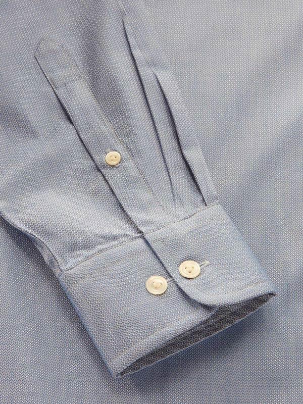Roreto Blue Solid Full Sleeve Single Cuff Classic Fit Semi Formal Two Ply Mercerized Cotton Shirt