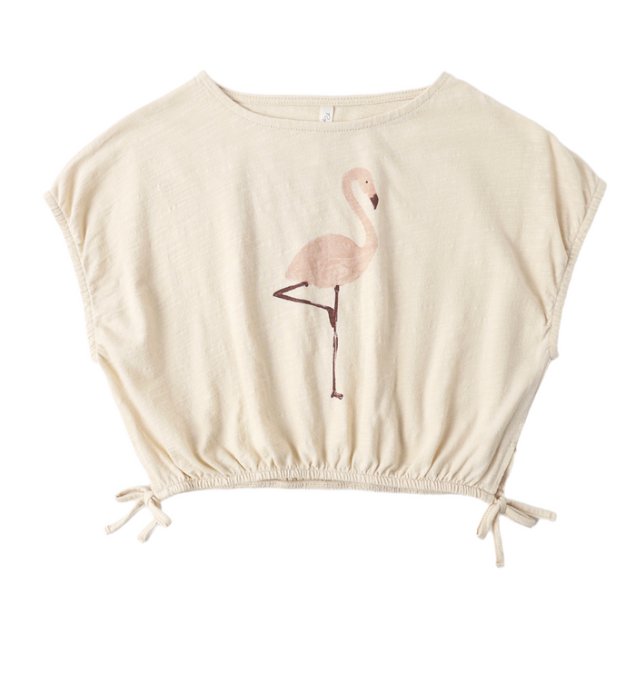 Rylee + Cru Cropped Cinch Tee in Flamingo