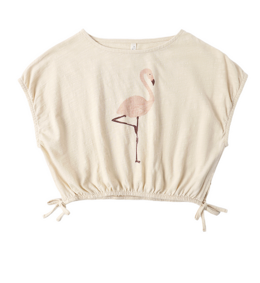 Rylee + Cru Cropped Cinch Tee in Flamingo