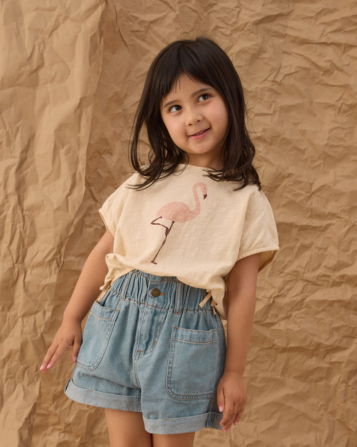 Rylee + Cru Cropped Cinch Tee in Flamingo