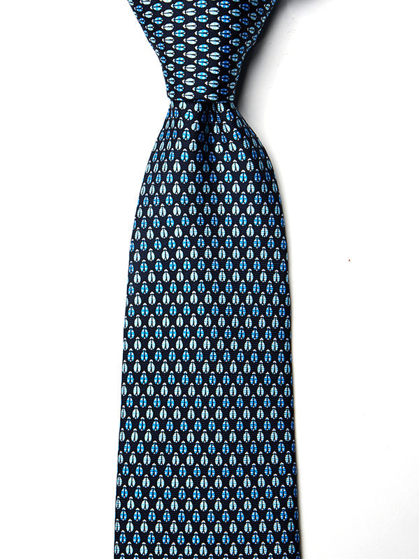 Saglia Printed Dark Blue Silk Tie