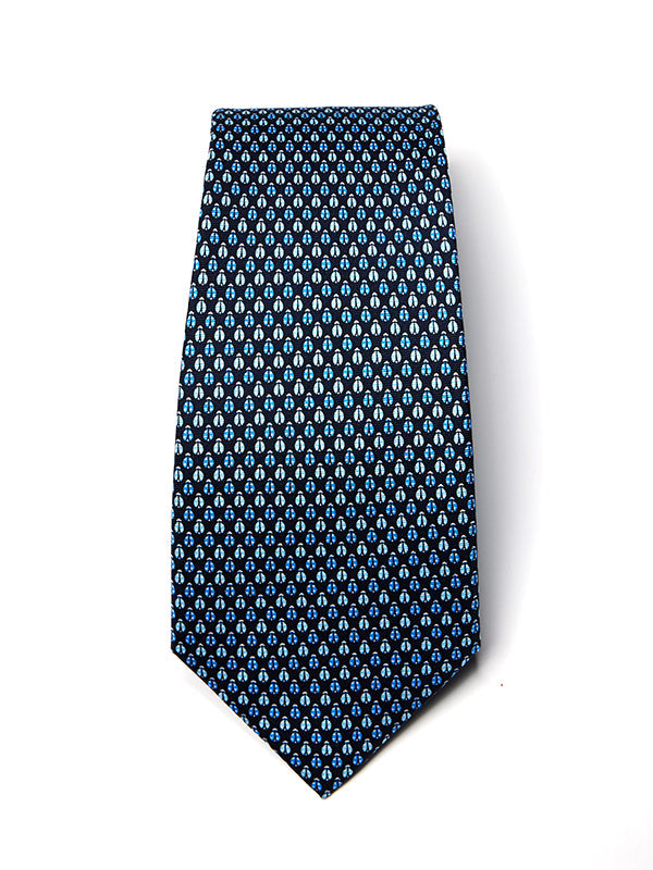 Saglia Printed Dark Blue Silk Tie