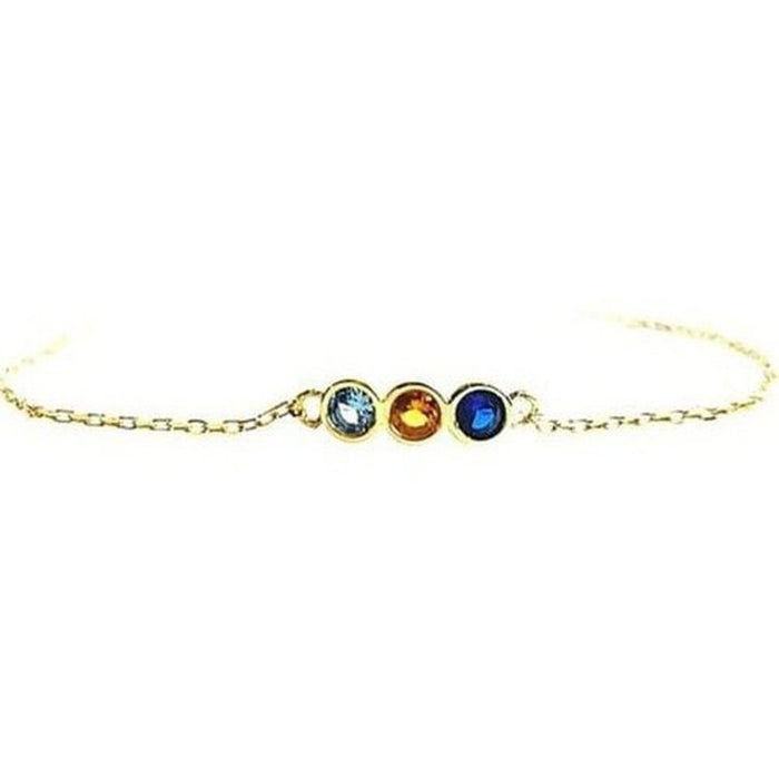 September birthstone bracelet in gold-plated sterling silver with sapphire, citrine and blue topaz
