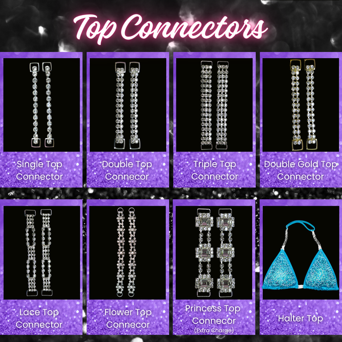 NPC competition bikini suit connectors front and back view