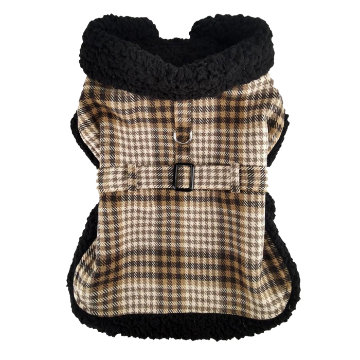 Sherpa-Lined Coat | Brown & White Plaid