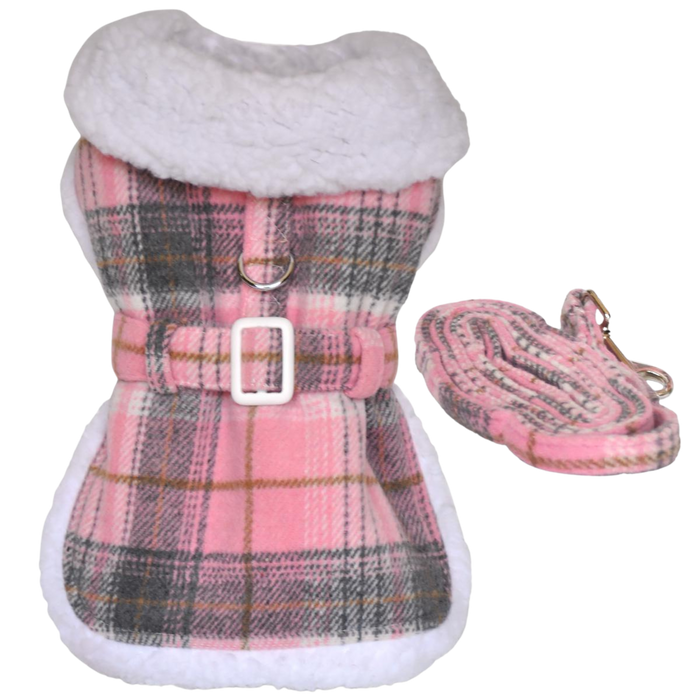 SHERPA-LINED-DOG-COAT-PINK-WHITE-PLAID