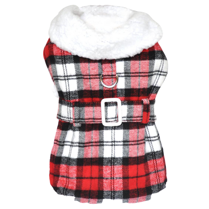 SHERPA-LINED-DOG-COAT-RED-WHITE-PLAID