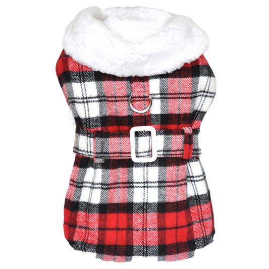 SHERPA-LINED-DOG-COAT-RED-WHITE-PLAID
