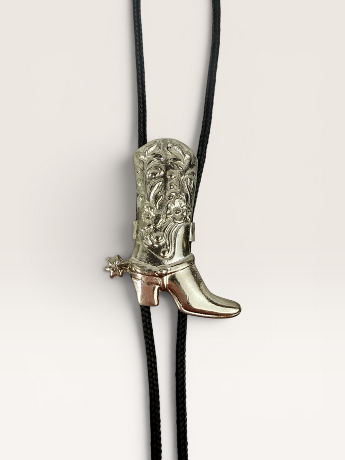 Silver Cowboy Boot and Spur Bolo Tie