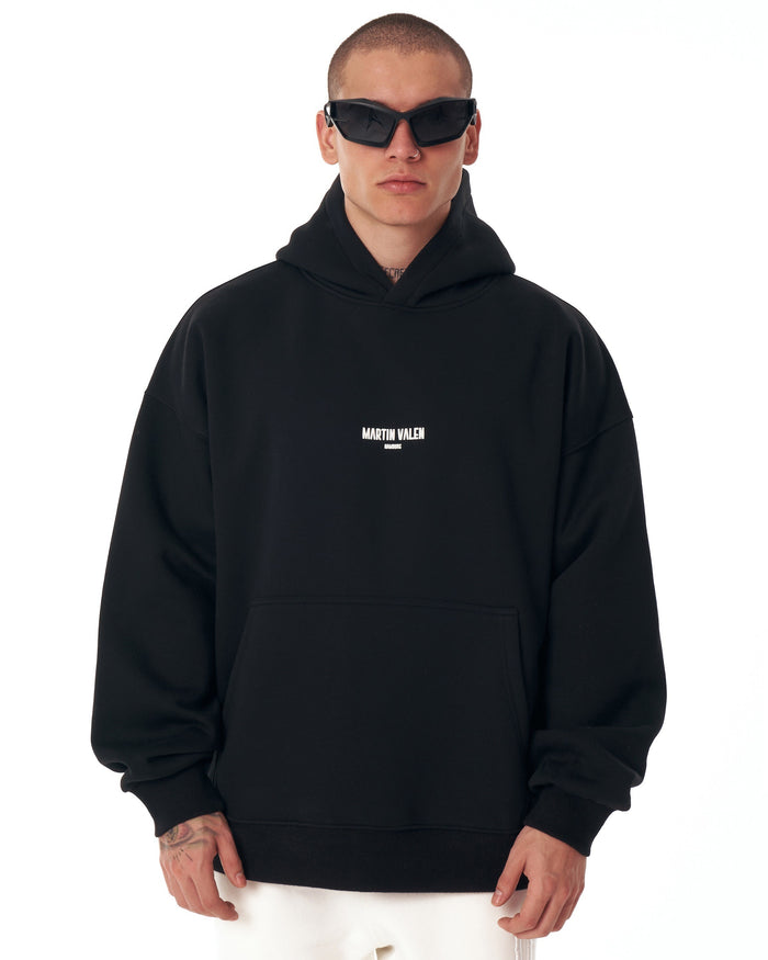 ‘’Slogan’’ Puff Printed Men’s Extra Oversized Black Hoodie (2)
