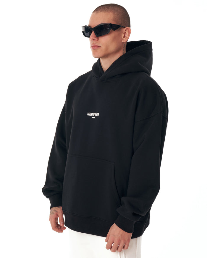 ‘’Slogan’’ Puff Printed Men’s Extra Oversized Black Hoodie (3)