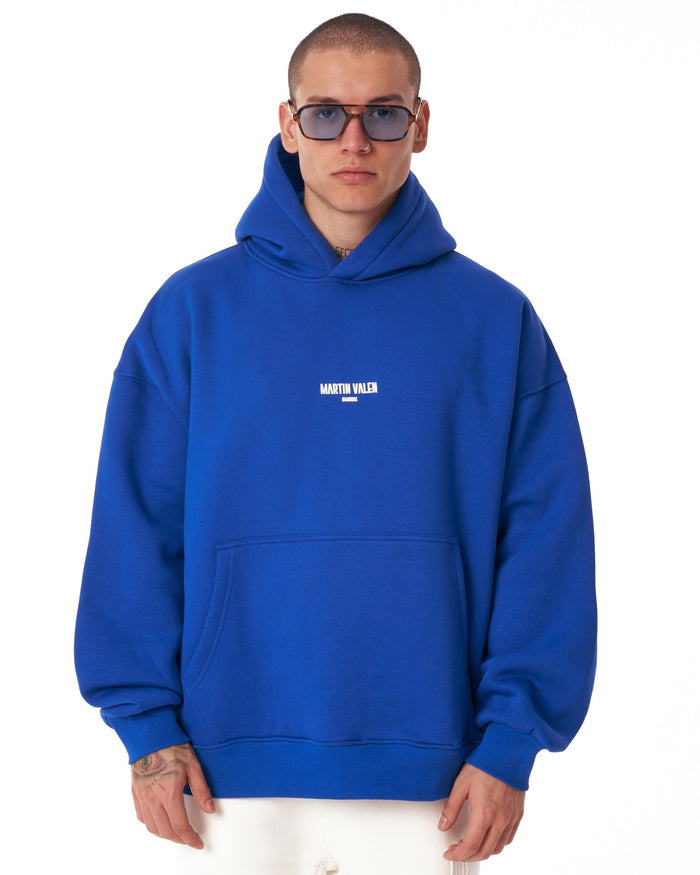‘’Slogan’’ Puff Printed Men’s Extra Oversized Blue Hoodie (3)