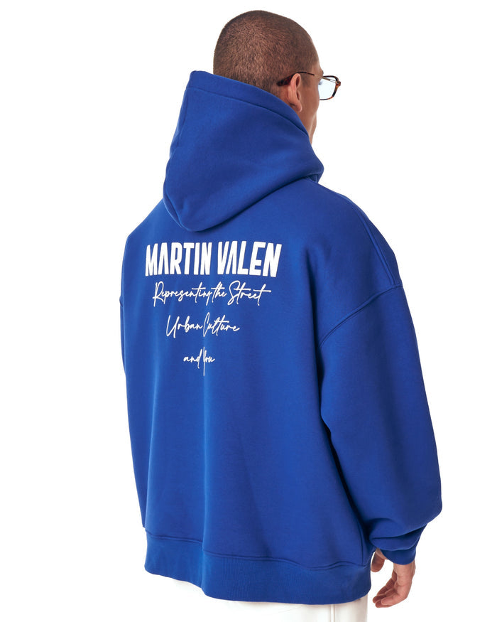 ‘’Slogan’’ Puff Printed Men’s Extra Oversized Blue Hoodie (7)
