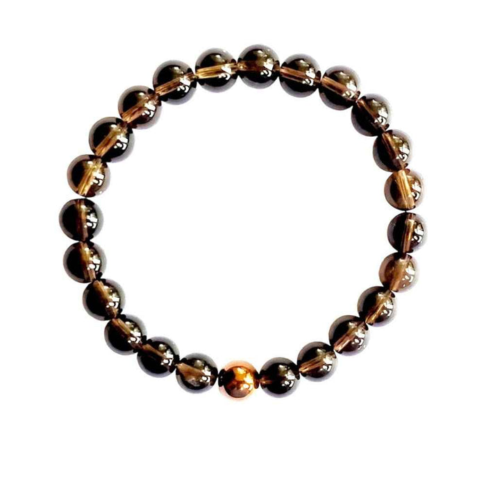 Smoky quartz beaded bracelet, smoky brown, view 2