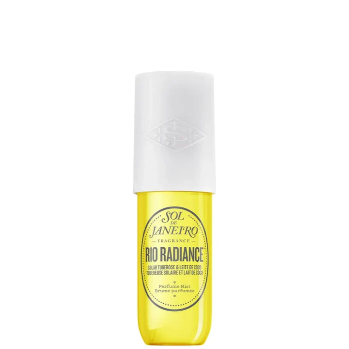 Sol de Janeiro Rio Radiance Perfume Mist 90ml bottle with floral and citrus accents, showcasing vibrant packaging and elegant design.