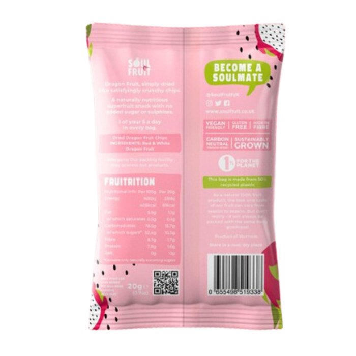 Soul Fruit Freeze Dried Dragon Fruit Crisps 20g