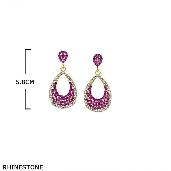 Sparkling Rhinestone Teardrop Dangle Earrings – Openwork Statement Drop Earrings for Women (5.8 cm) (ES-50146SK)