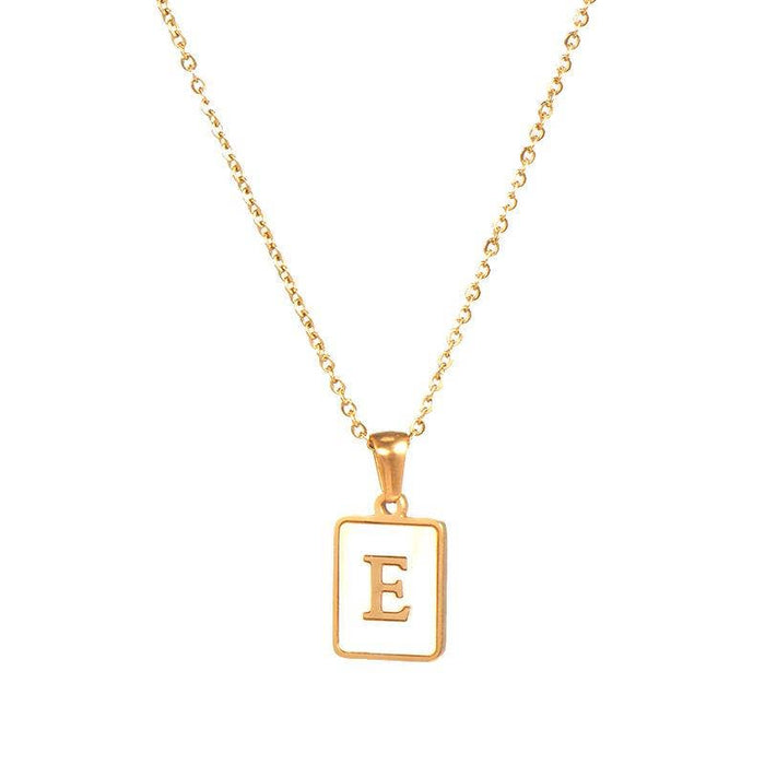 Square Initial 18K Gold-plated Shell Necklace