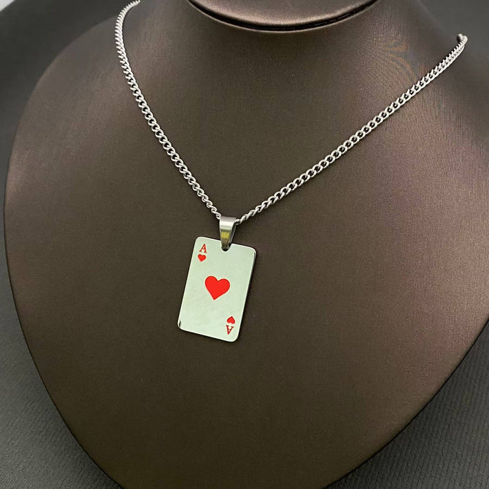 Stainless Steel Ace Of Spades Necklace