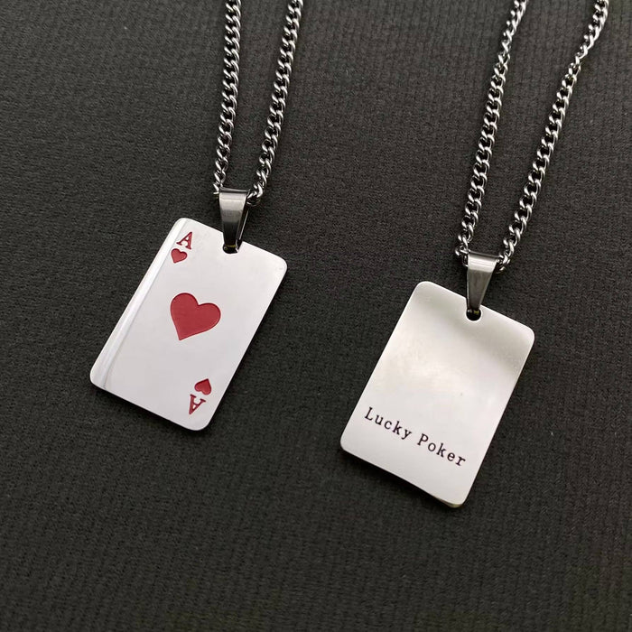 Stainless Steel Ace Of Spades Necklace