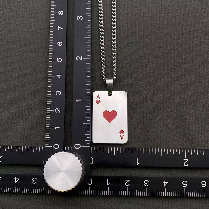Stainless Steel Ace Of Spades Necklace