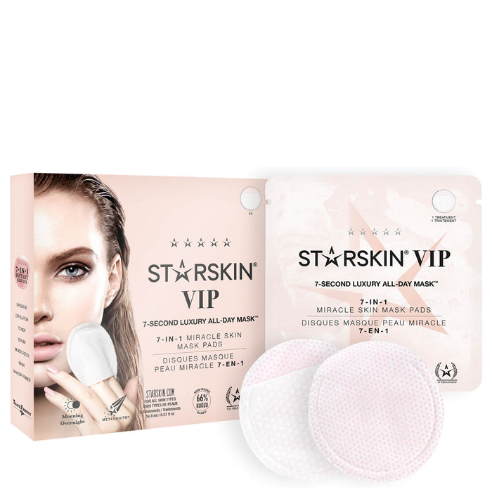 STARSKIN VIP 7-Seconds luxury all-day skin mask pads, 5 packs of 8ml, 7-in-1 miracle skincare treatment pads.