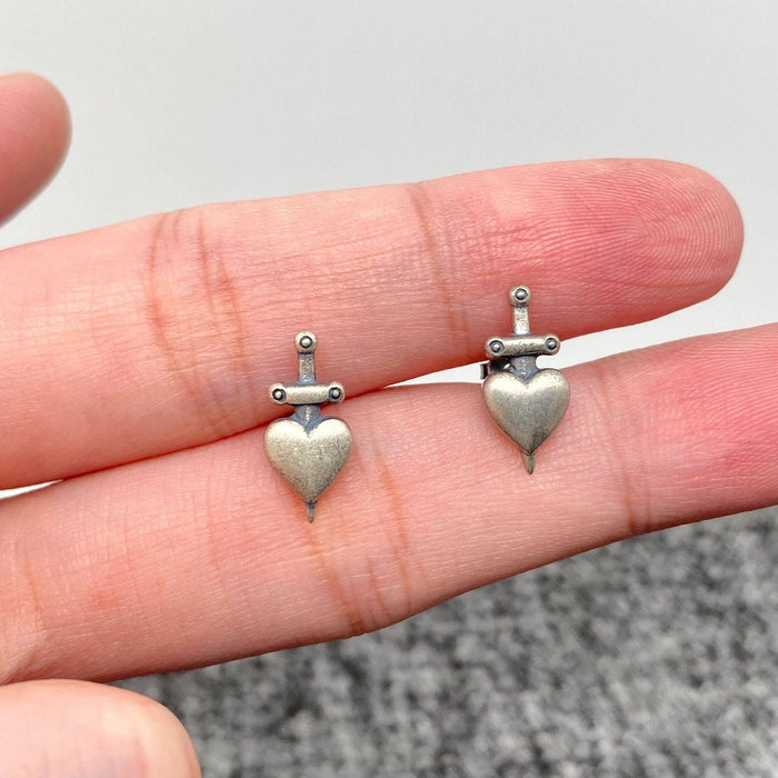 Sterling Silver Pierced Heart Earrings