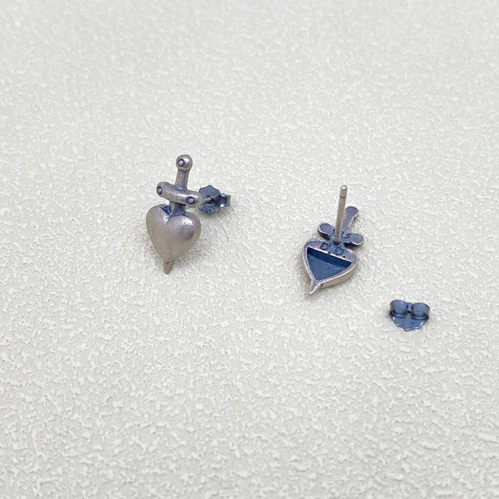 Sterling Silver Pierced Heart Earrings