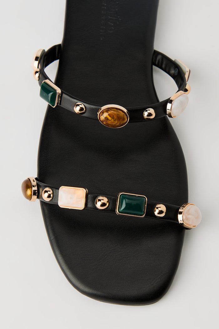 Stone Bead Double Band Sandal
