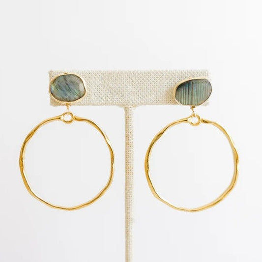 Stone Hoop Earrings