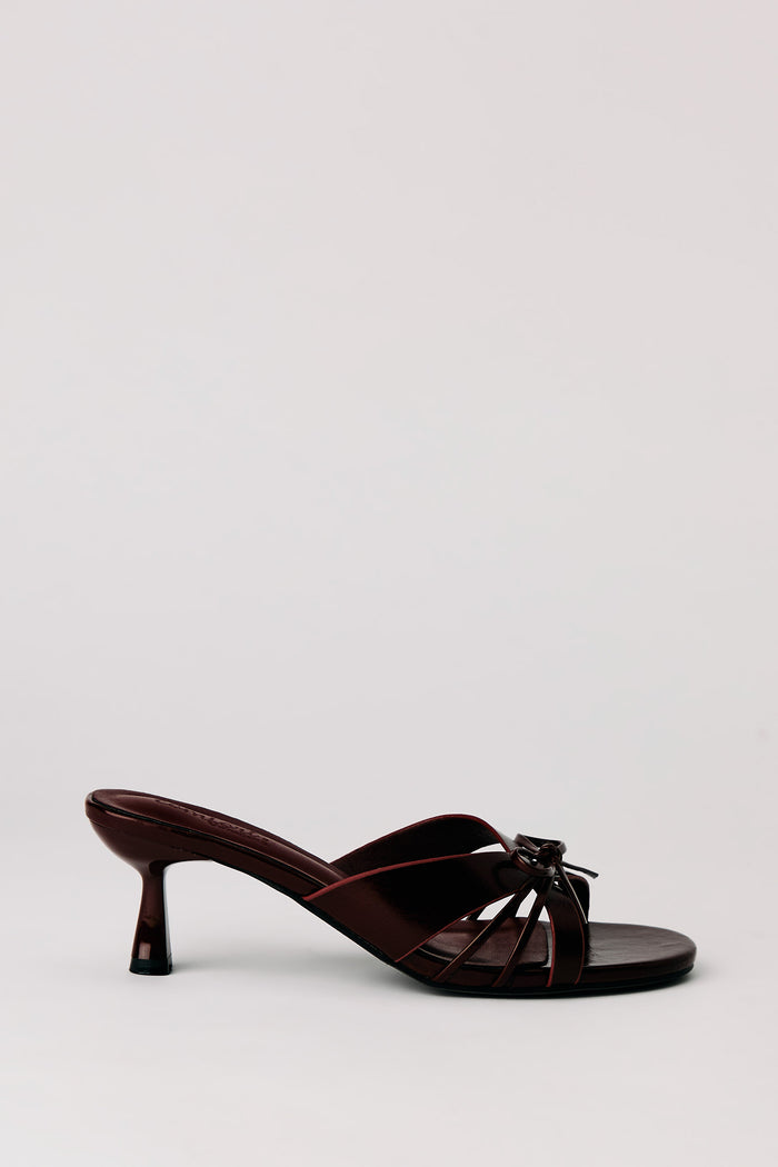 Strappy Bow Kitten Heeled Mule