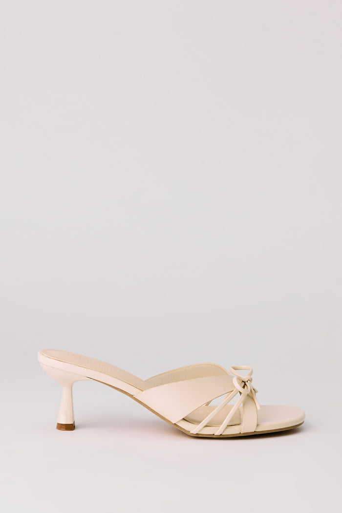 Strappy Bow Kitten Heeled Mule