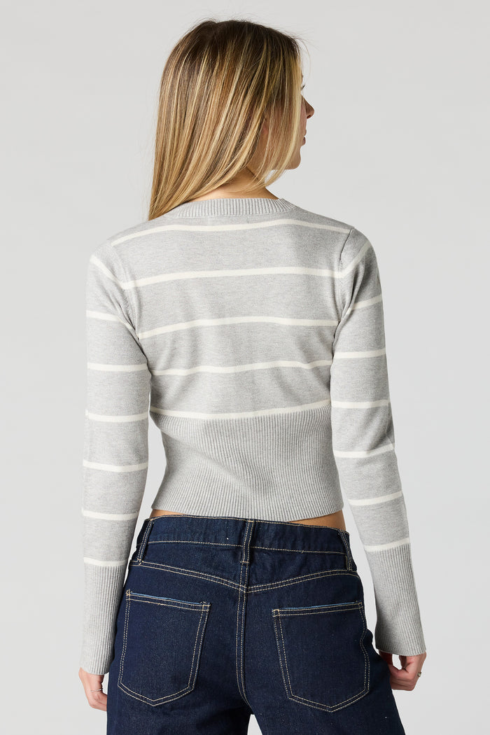 Striped Knit Button-Up Cardigan