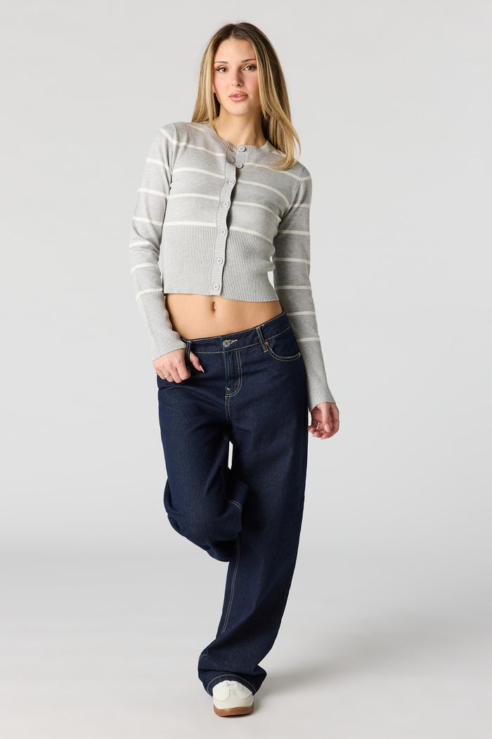 Striped Knit Button-Up Cardigan