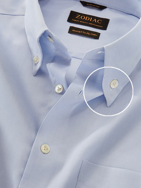 Structure Sky Solid Full Sleeve Single Cuff Tailored Fit Classic Formal Two Ply Mercerized Cotton Shirt