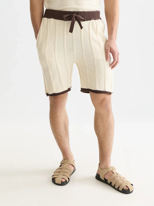 Structured Knitted Shorts Eggnog