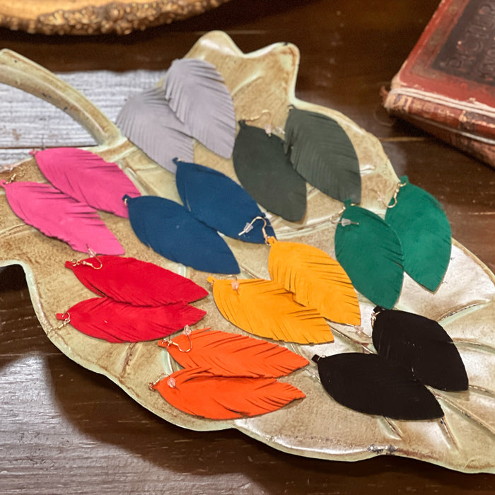 Suede Feather Earrings