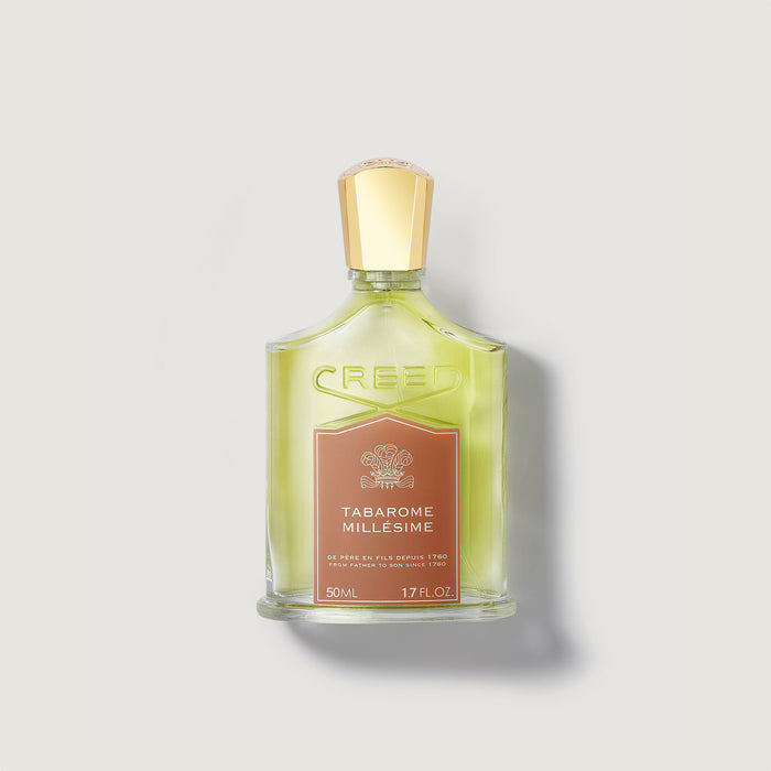 Creed Tabarome Millésime 50ml Green Glass Bottle Gold Cap - Front View | Creed Fragrances